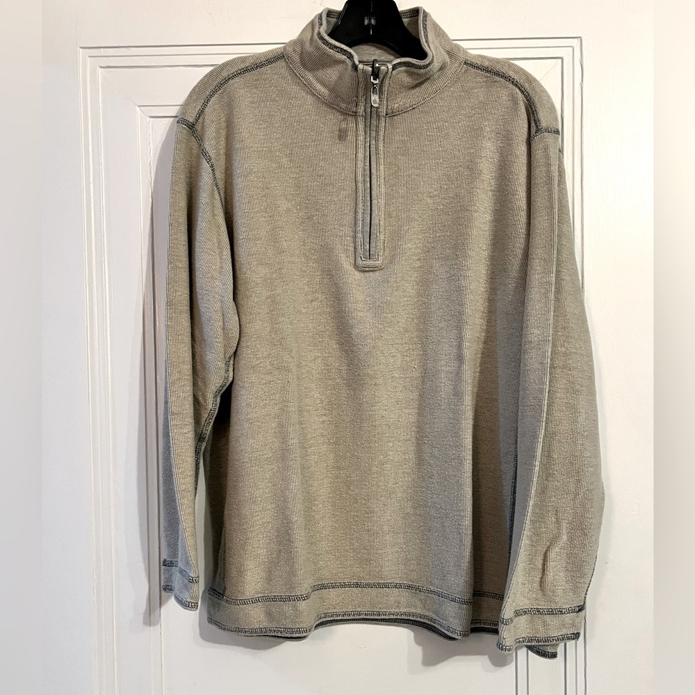 ~Tommy Bahama Gray 1/2 Zip Sweatshirt Sz. L *EUC* MSRP: $129+tax